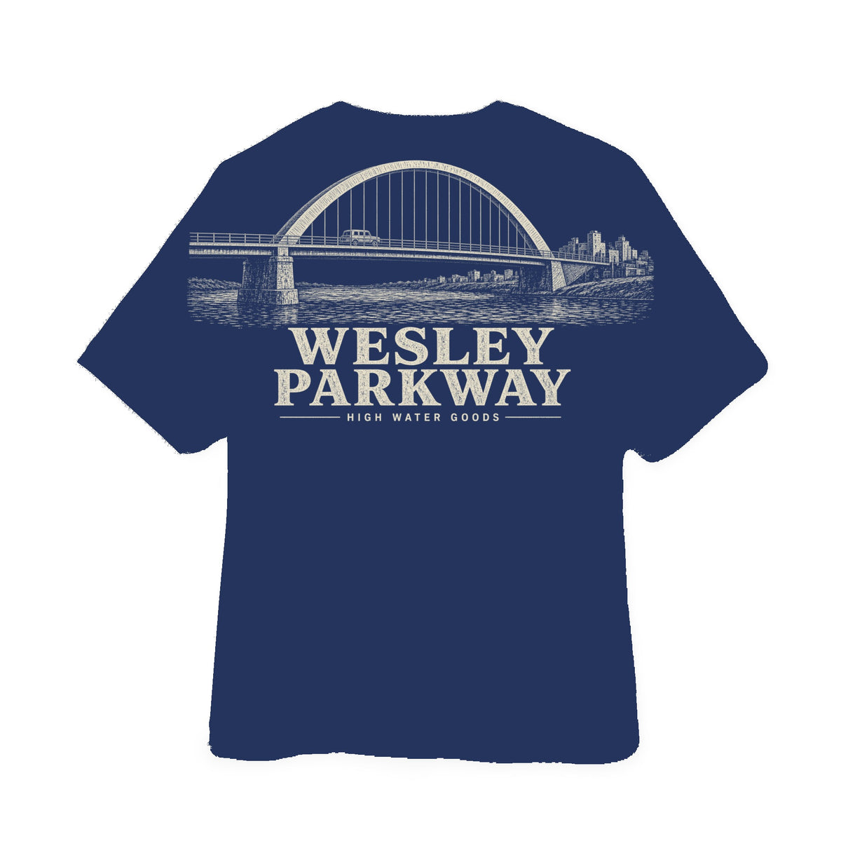 High Water Goods Wesley Parkway Span — Navy back (tied-arch)